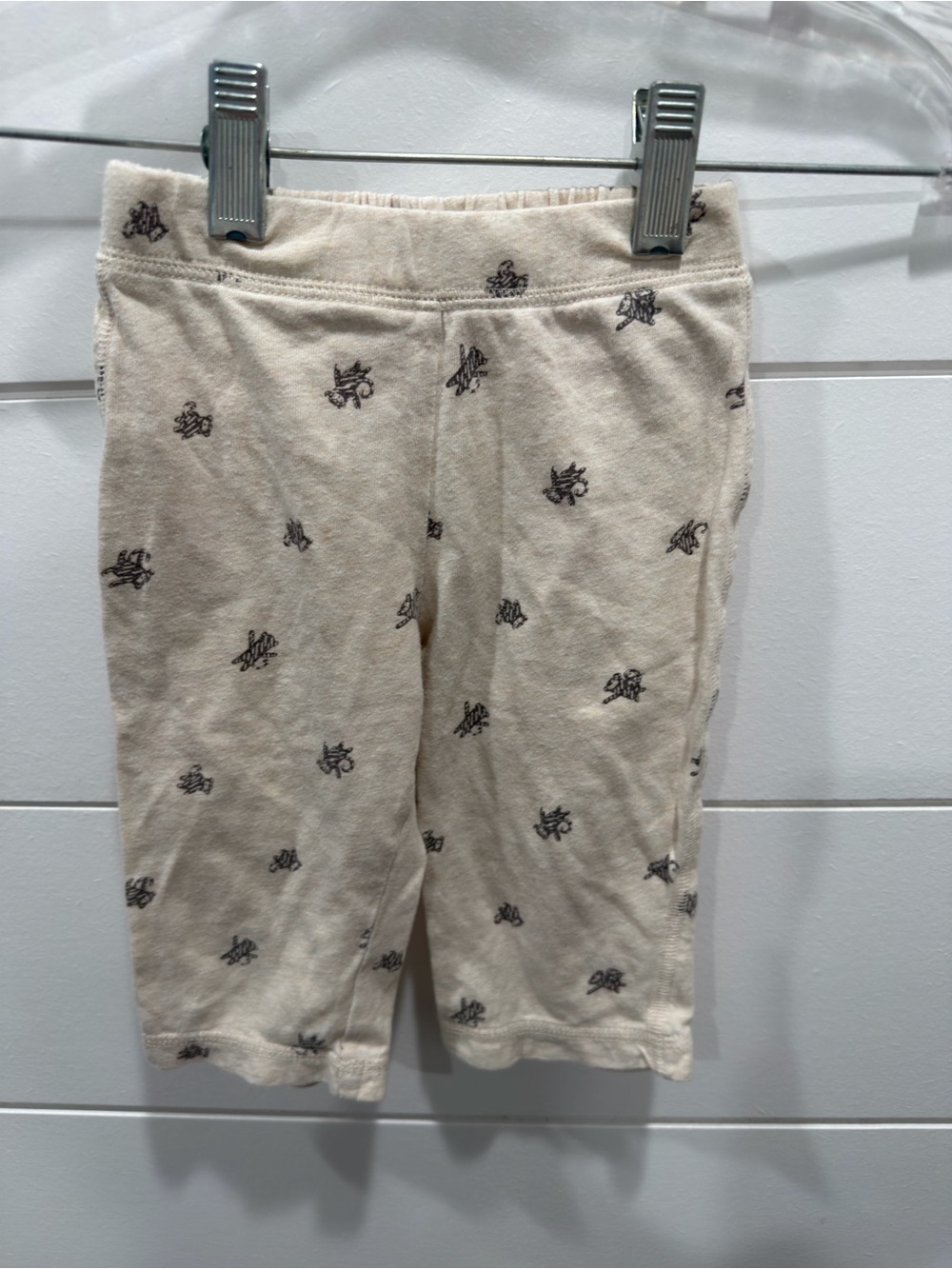 Old Navy Cream Leggings with Small Black Print
